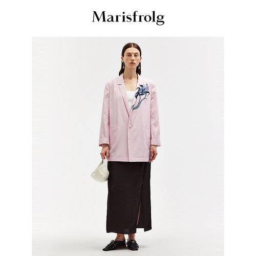【商场同款】Marisfrolg玛丝菲尔夏季新款优雅时尚粉色西装外套女