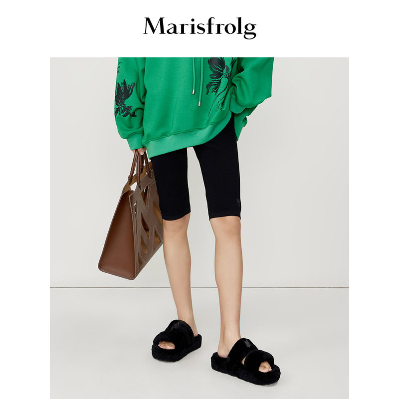 【弹力运动感面料】玛丝菲尔休闲裤23春季黑色弹力紧身显瘦芭比裤