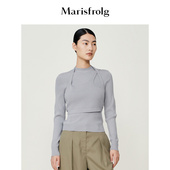 设计感灰色圆领修身 新款 玛丝菲尔秋季 毛衣女 商场同款