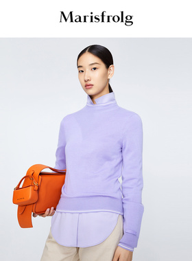 【商场同款】玛丝菲尔毛针织衫秋冬新款紫色长袖羊绒毛衣