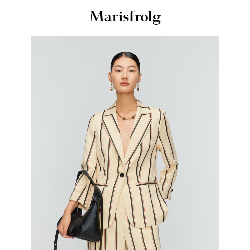 【意大利面料】Marisfrolg玛丝菲尔条纹高级感通勤西装外套女士