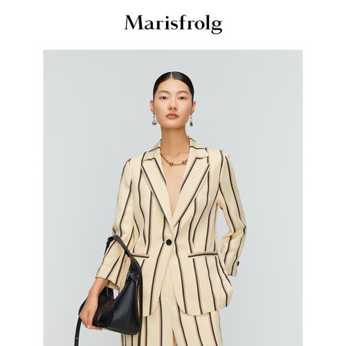 【意大利面料】Marisfrolg玛丝菲尔条纹高级感通勤西装外套女士