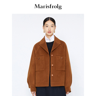 褐色时尚 新款 玛丝菲尔毛呢外套冬季 羊毛短外套 商场同款