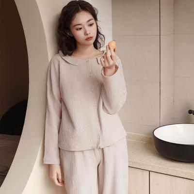 秋冬纯棉睡衣长袖套装女款