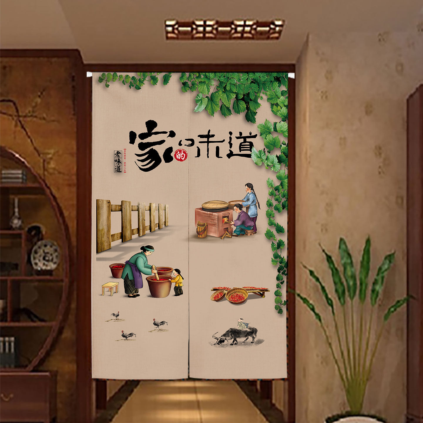 定制厨房门帘餐饮店专用隔断窗半截免打孔隔油烟开放式后厨遮挡帘