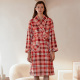 珊瑚绒格子浴袍加厚保暖女法兰绒睡袍 2026年冬款 秋鹿 抗静电