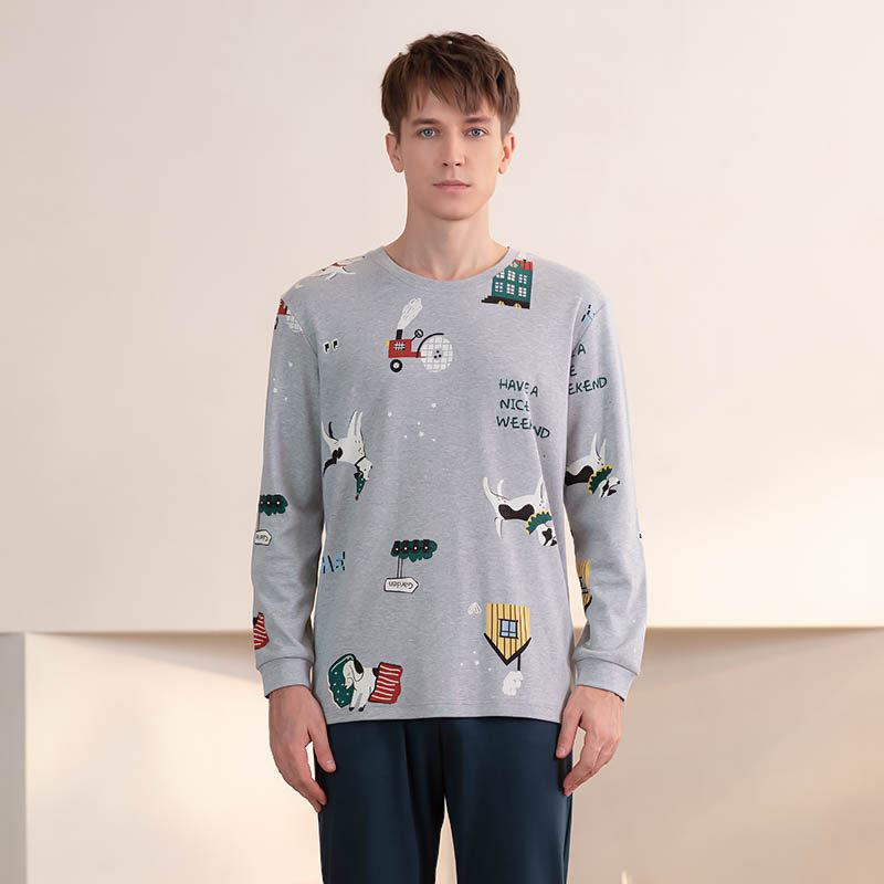 秋鹿【断码清仓仅剩大码】长袖纯棉卡通家居服春秋宽松休闲男睡衣,女士内衣/男士内衣/家居服,睡衣/家居服套装,淘宝优惠券,粉丝福利购,淘宝优惠卷