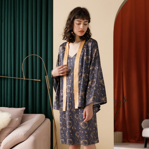 秋鹿夏季冰丝南韩丝连肩短袖睡衣