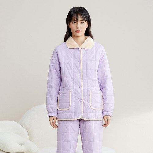 纽扣开襟可调节舒适 厚实锁温三层夹棉