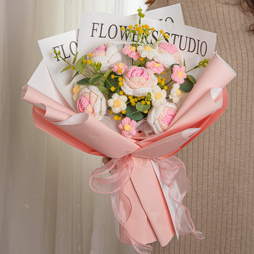 玫瑰针织花束毛线手工编织成品送女友表白惊喜闺蜜生日礼物毕业季