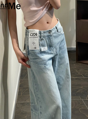 浅蓝色阔腿牛仔裤女2026夏季新款低腰显瘦薄款直筒宽松辣妹拖地裤