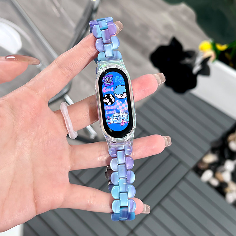 适用小米手环6腕带树脂8/7/5/4/3表带NFC版智能运动手环创意女生个性透明ins风可爱新款五六七代配件iboann高性价比高么？
