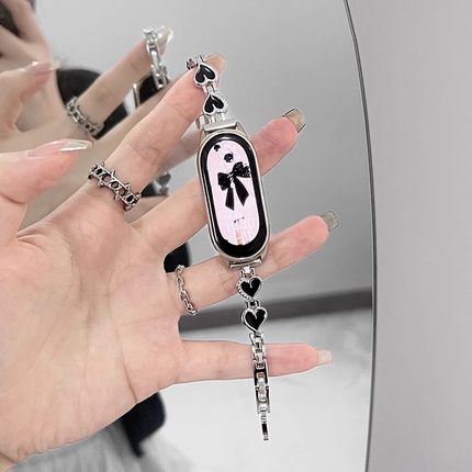 iboann适用小米手环10腕带9/8金属5/4/3nfc表带7创意女生手表带爱心ins手链运动手环八七六五四代夏天配件