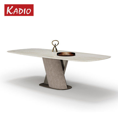 KADIO/意式极简天然大理石餐桌/现代高端豪宅轻奢长方形奢石饭桌