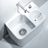 元 匠拖把池家用阳台卫生间地排陶瓷拖布池侧排带沥水篮大号槽池