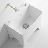 元 陶瓷墩布池大号 匠拖把池家用阳台卫生间地盆拖布池高脚落地式