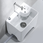 元 匠高脚洗拖把池家用阳台卫生间拖布池侧排带陶瓷沥水篮小号槽池