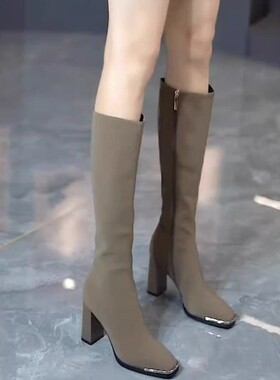Thick heeled women pointed high-heeled fashionable boots女靴