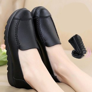 Women elderly flat bottomed single shoes leather shoes单鞋