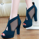 shoes mouth version Korean open fish heeled mesh high toe
