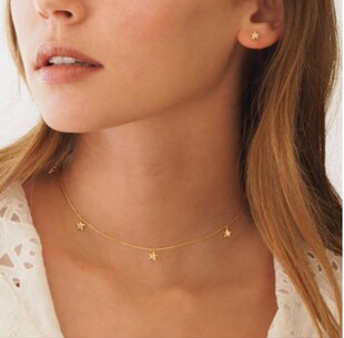 Clavicle Alloy Necklace New Retro Gold Star Chain