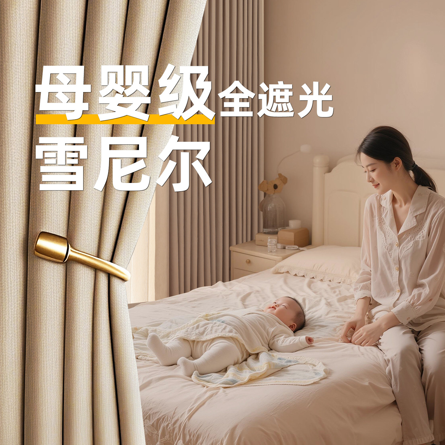 母婴级全遮光卧室窗帘2026新款儿童房雪尼尔遮光窗帘女孩遮阳隔音