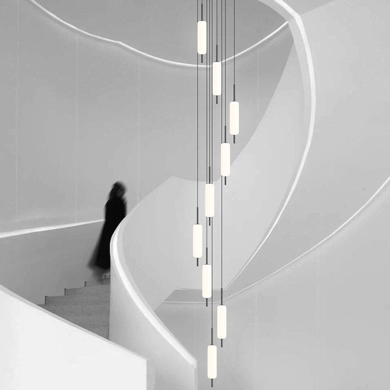 简约楼梯吊灯轻奢北欧复式楼loft公寓别墅楼梯间吊顶中空长线吊灯