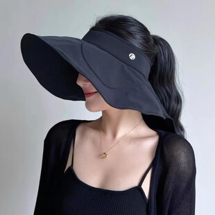 可折叠空顶遮阳防晒帽大帽檐女式新款夏季蛋卷防紫外线环绕太阳帽