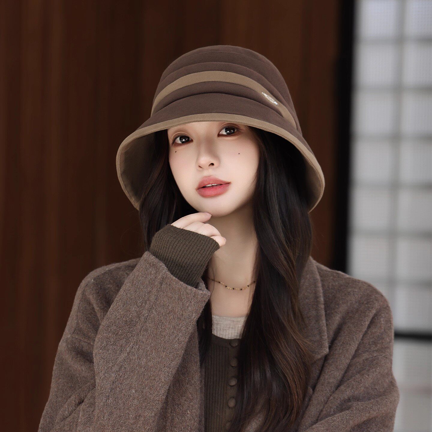 2025款渔夫帽子女秋冬季百搭显脸小时尚防晒遮阳帽大头围优雅盆帽