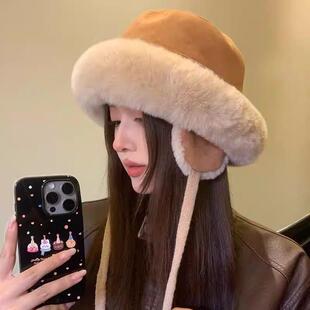 护耳帽子女秋冬高级感毛绒渔夫帽加厚保暖棉帽骑车防风防寒雷锋帽