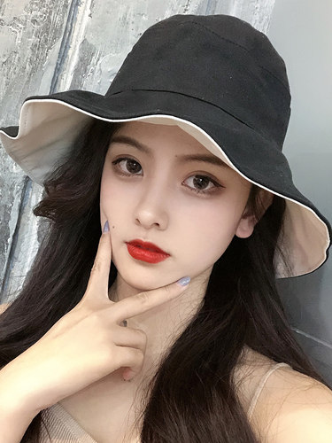 双面渔夫帽女日系百搭夏韩版网红