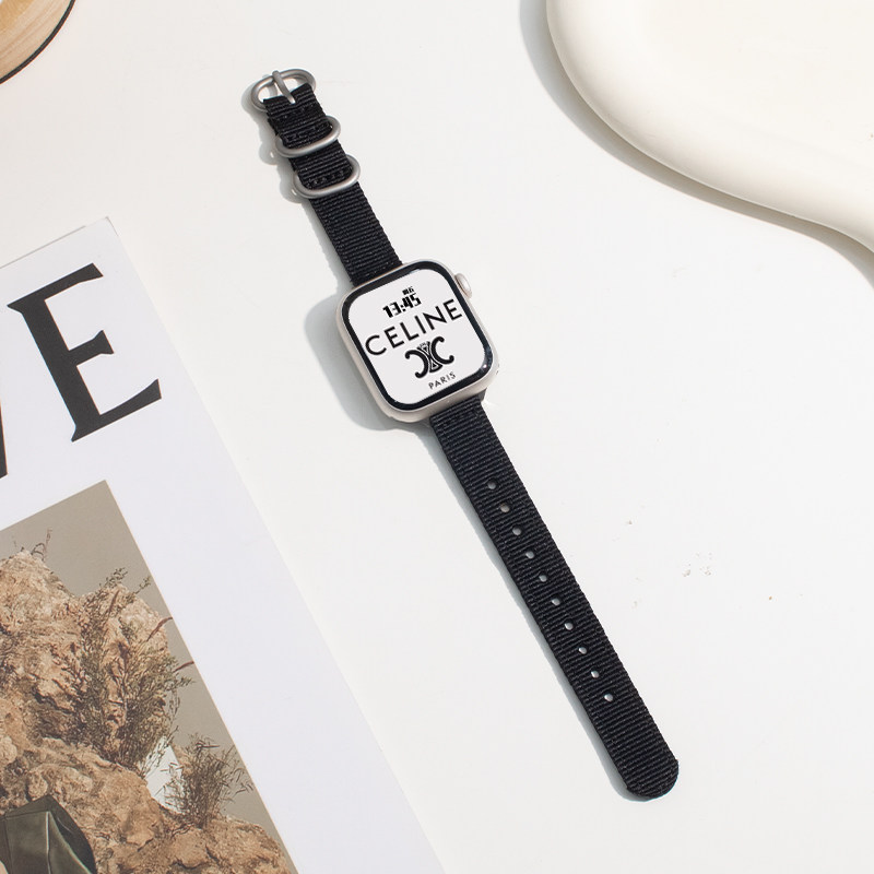 尼龙帆布款iwatch手表表带黑色款图片