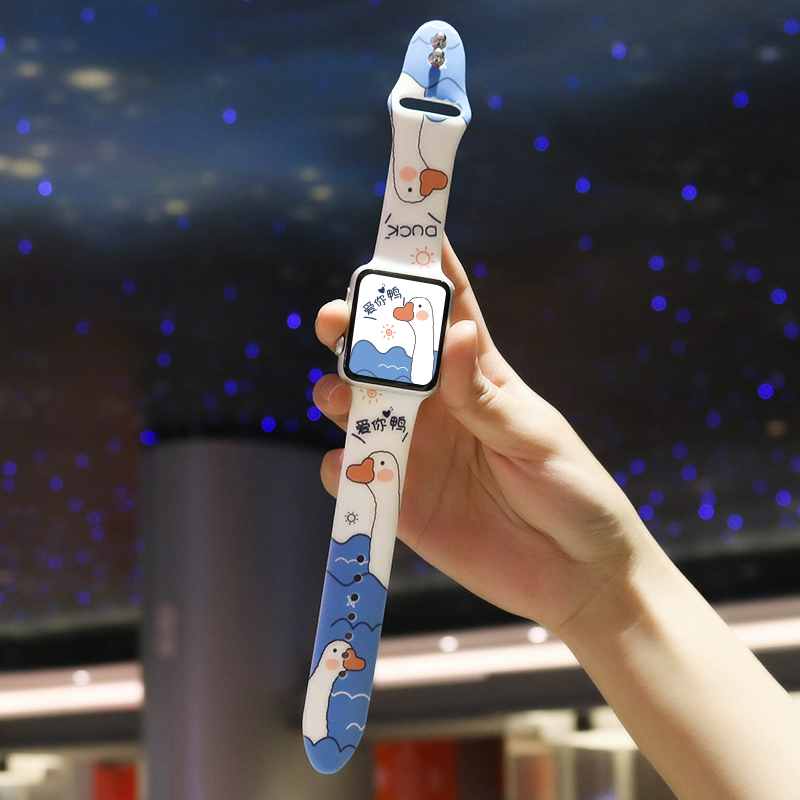 适用iwatch表带卡通硅胶