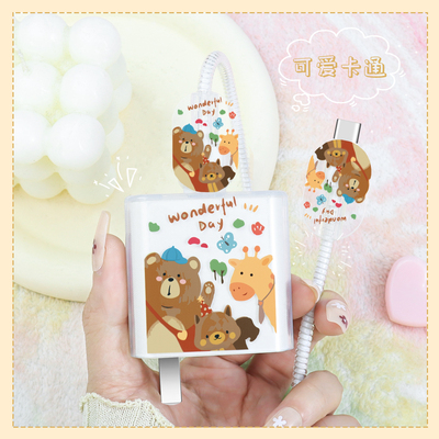 充电器数据线保护套透明印花新款