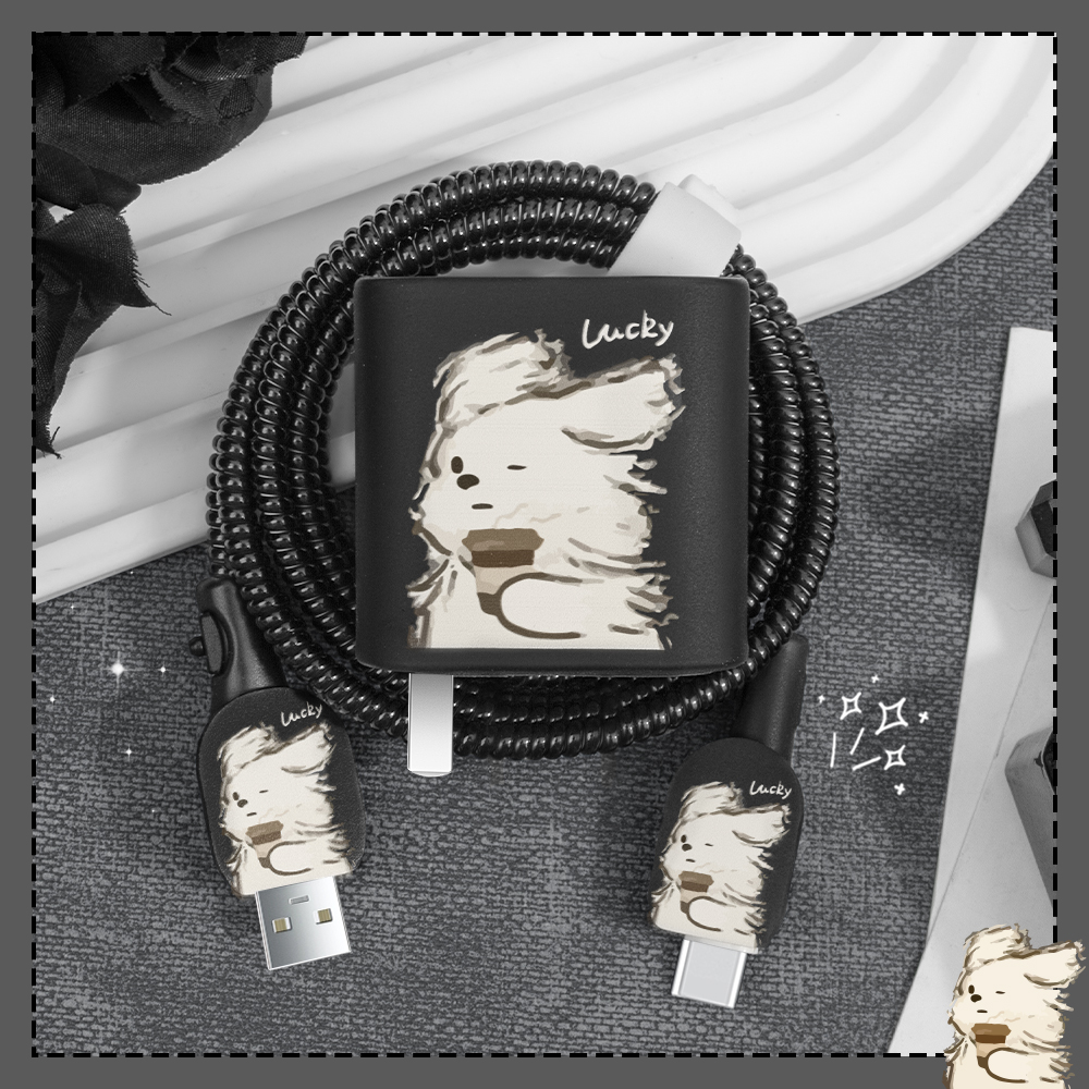 充电器数据线保护套印花硅胶新款