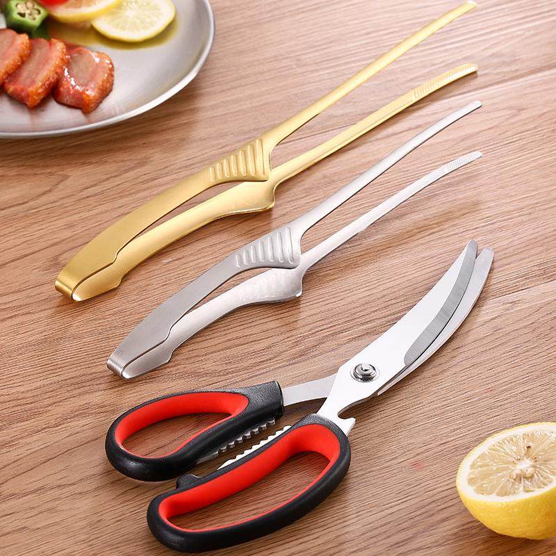 日式尖头夹不锈钢夹子剪刀套装烧烤牛排夹韩式料理店专用烤肉夹子,厨房/烹饪用具,烧烤夹/叉/铲/针,淘宝优惠券,粉丝福利购,淘宝优惠卷