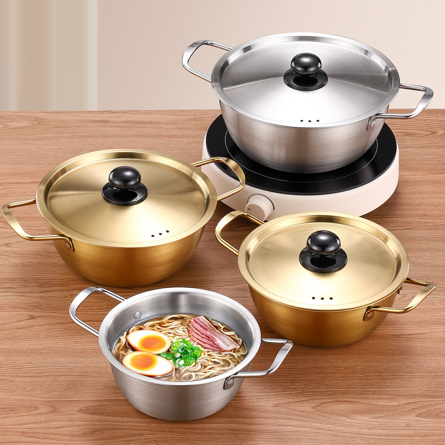 韩国泡面锅小煮锅家用不锈钢双耳螺狮粉专用锅韩式拉面带盖清汤锅,厨房/烹饪用具,火锅,淘宝优惠券,粉丝福利购,淘宝优惠卷