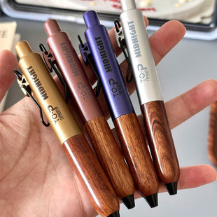 塔诺塞暗夜系第二弹中性笔小巧胖胖笔潮流复古风檀木笔握进口笔芯0.5浓墨按动水笔便携口袋笔 复古色签字黑笔