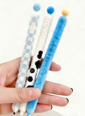 新品kaco牧野时光灵悦POPUP中性笔侧按流畅ST双珠黑芯考试刷题学生用高颜值小清晰创意0.5黑色笔奶牛笔杆