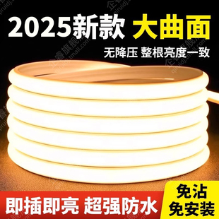 led灯带超薄220v防水超亮自粘线形灯槽家用客厅吊顶COB户外软灯条