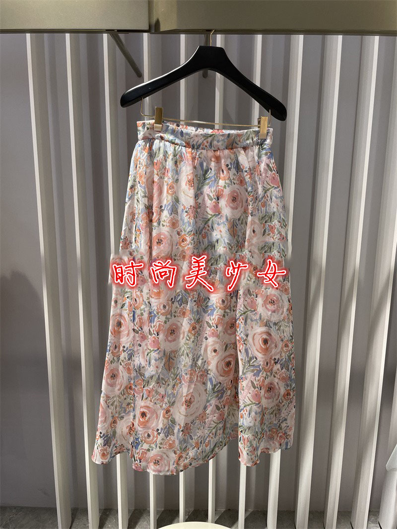 现货速发2022年春款雪纺碎花A字半裙