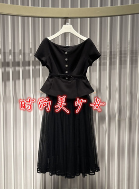 现货速发2022年秋款假两件套拼接网纱显瘦连衣裙CWA3081660