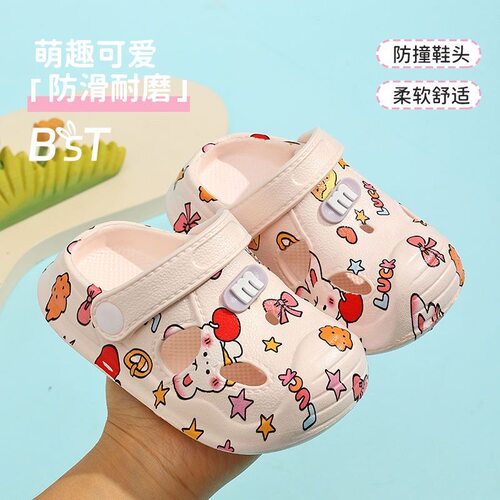 夏季新款洞洞鞋儿童可爱宝宝户外穿防滑室内软底卡通两穿拖鞋女童