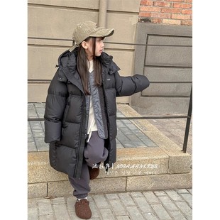 欧洲站波拉韩童装女童羽绒服中长款加厚2025冬装儿童白鸭绒保暖外