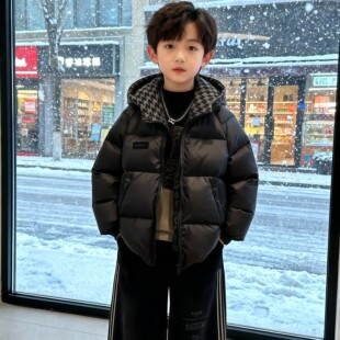欧洲站儿童冬季羽绒服加厚保暖男孩洋气百搭高充绒量时髦中大童超