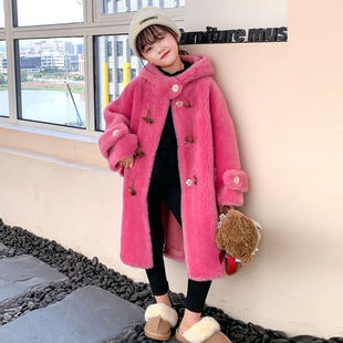 欧洲站韩国新款全羊毛儿童皮草外套长款女童男中大童羊羔毛羊剪绒