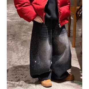 欧洲站男童加绒裤子冬季加厚2025新款洋派百搭牛仔裤儿童中大童弯