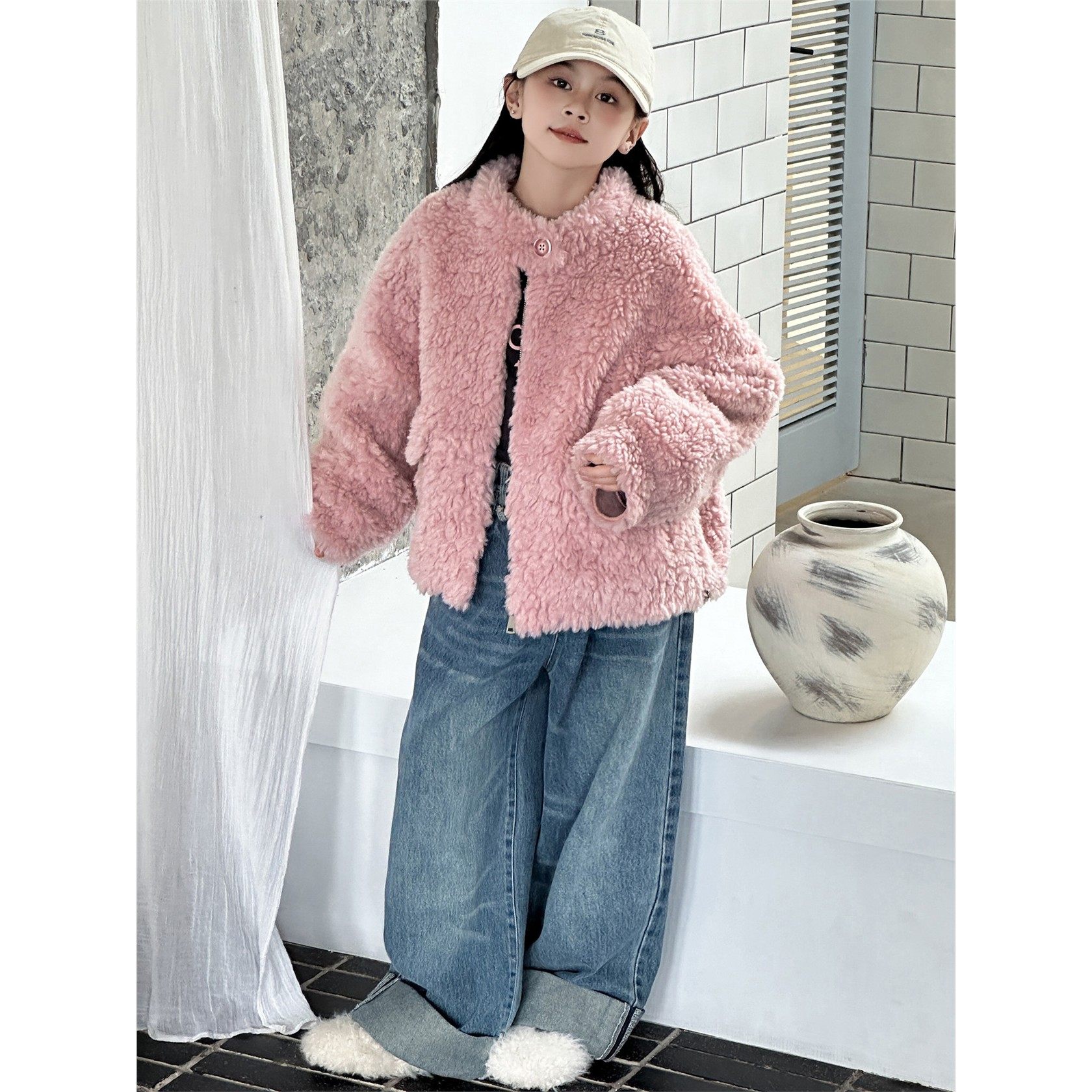 欧洲站秋冬新款儿童皮草外套女童中大童彷羊毛皮毛一体大衣羊羔毛,童装/婴儿装/亲子装,皮草/仿皮草,淘宝优惠券,粉丝福利购,淘宝优惠卷