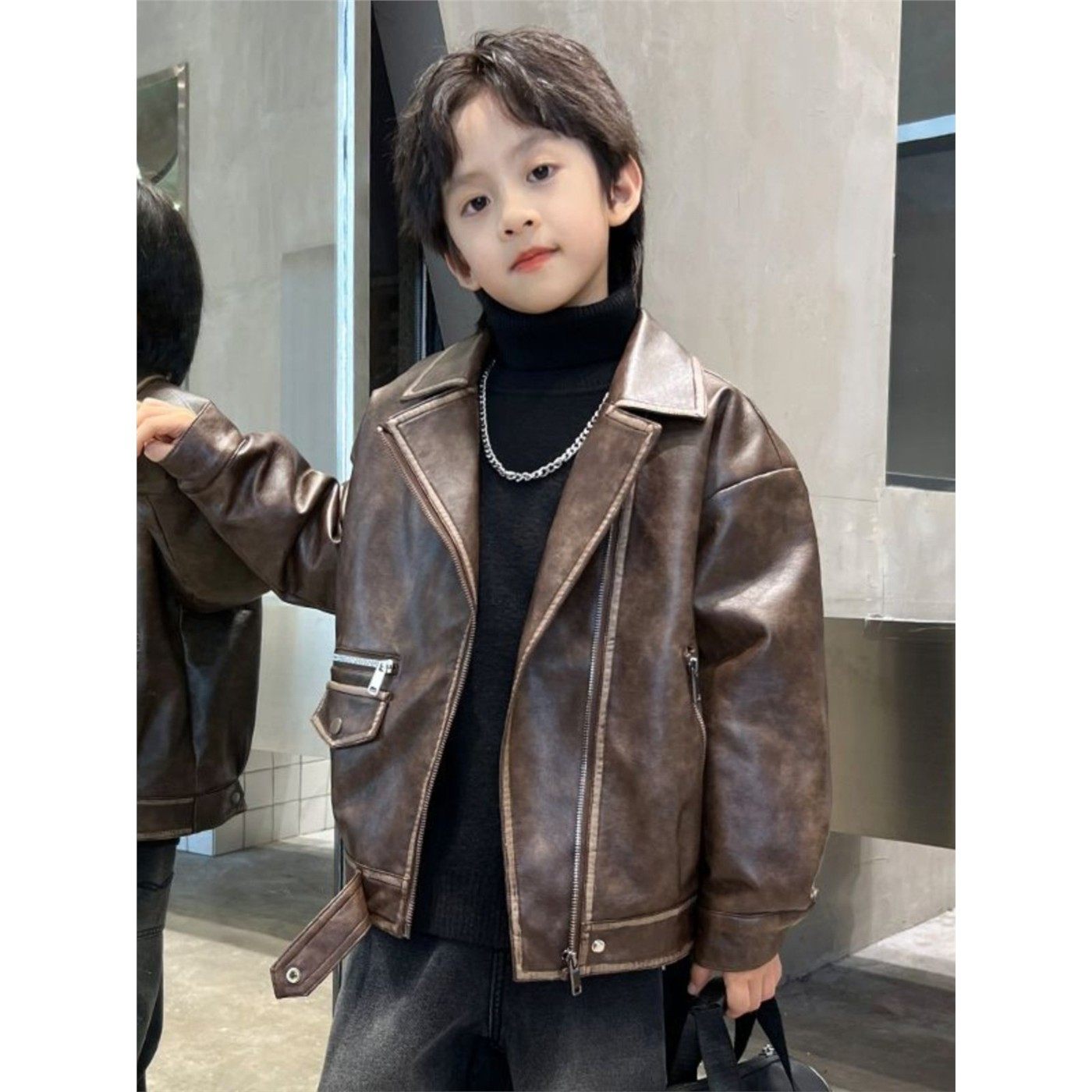 欧洲站香港BAKUXIA男女童款加绒加厚皮衣外套冬装中大童酷帅休闲,童装/婴儿装/亲子装,夹克/皮衣,淘宝优惠券,粉丝福利购,淘宝优惠卷