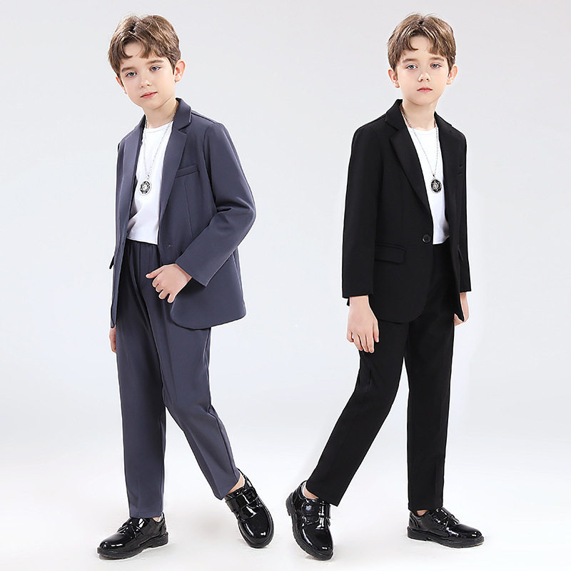 儿童西装男童时尚休闲帅气潮童西服套装中小童礼服街拍摄影潮服